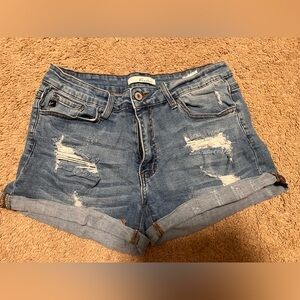 KanCan Women's Ripped Jean Shorts - Blue